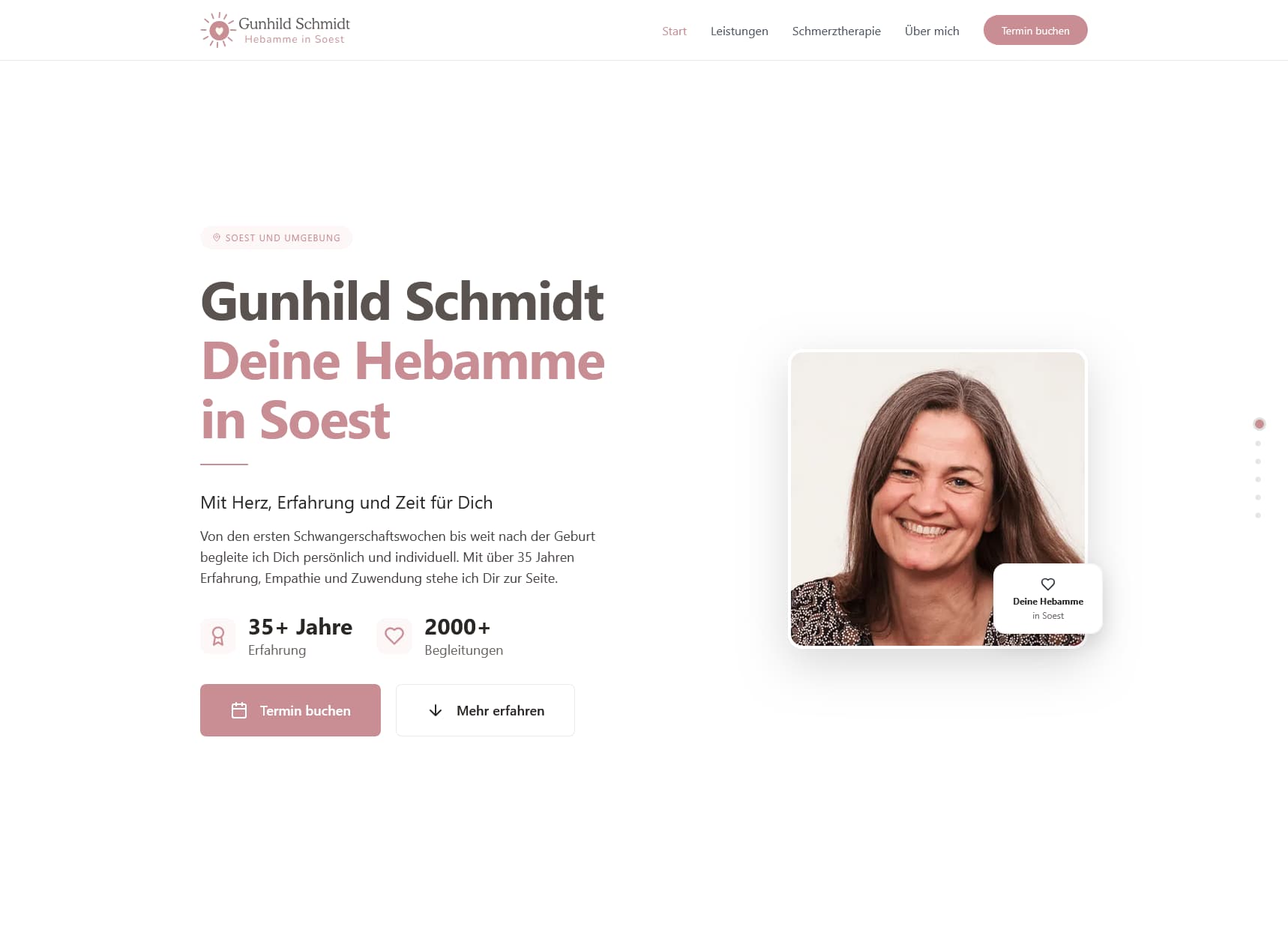 Screenshot Hebamme Soest Website - Gunhild Schmidt